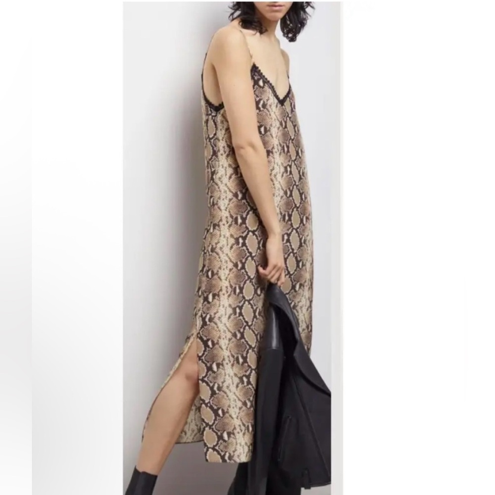 The Kooples Beige and Black Snake Print slip Dress